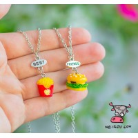 Кулон парный для друзей "Best Friends.Hamburger. Potato". Цена за 1 пару